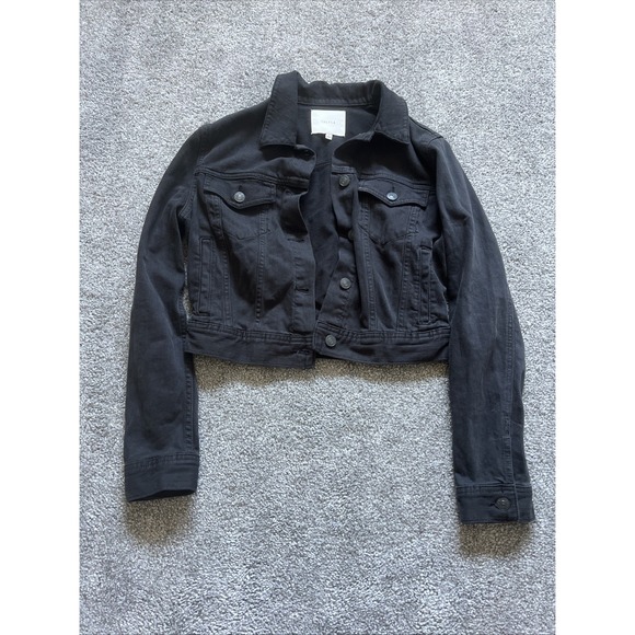 Black Jackets & Blazers - Talula Aritzia Denim Jacket Black Cropped Small